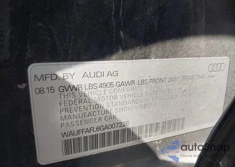 2016 Audi A4 Premium Plus S-Line z USA, uszkodzony, nr VIN WAUFFAFL6GA007228